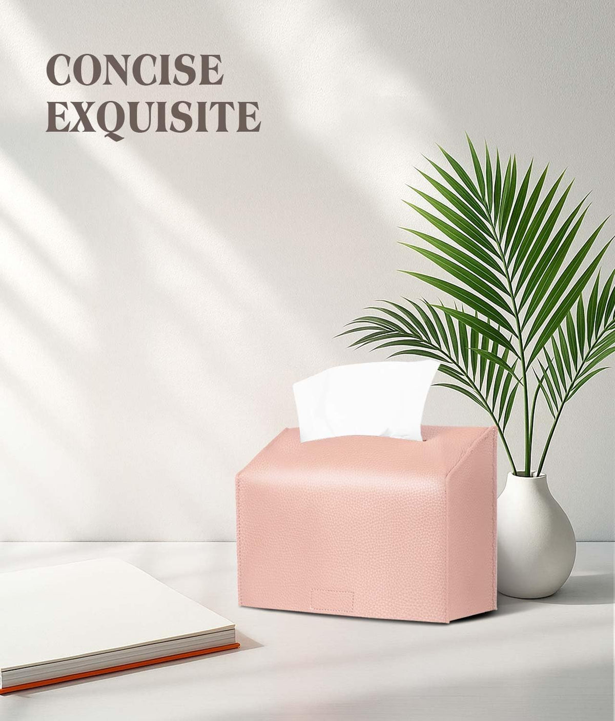 Paper Towels Cover Compatible with Kleenex Disposable Paper Hand Towels, PU Leather Tissue Box Holder Dispenser for Tabletop, Bathroom, Car, Office (LightPink)