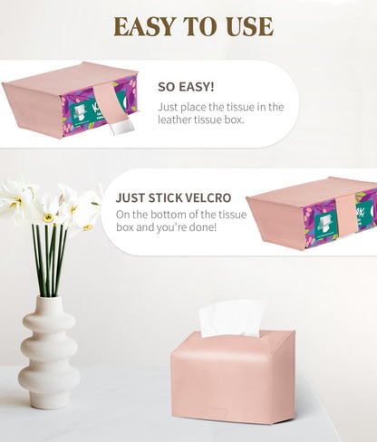 Paper Towels Cover Compatible with Kleenex Disposable Paper Hand Towels, PU Leather Tissue Box Holder Dispenser for Tabletop, Bathroom, Car, Office (LightPink)