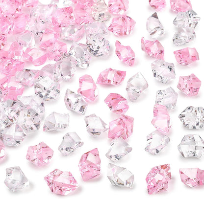 Pink and Clear Fake Ice Rocks, 150 PCS Acrylic Crystal Vase Filler