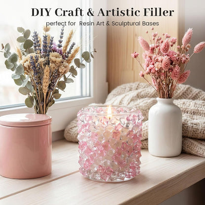 Pink and Clear Fake Ice Rocks, 150 PCS Acrylic Crystal Vase Filler