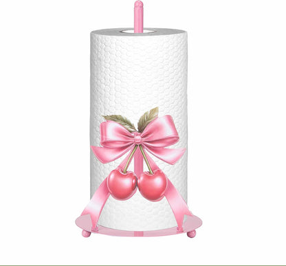 1 Pcs Pink Bow Cherry Paper Towel Holder, Cute Paper Towel Holder