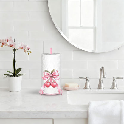 1 Pcs Pink Bow Cherry Paper Towel Holder, Cute Paper Towel Holder