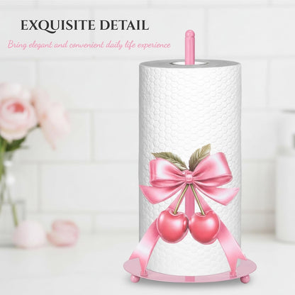 1 Pcs Pink Bow Cherry Paper Towel Holder, Cute Paper Towel Holder