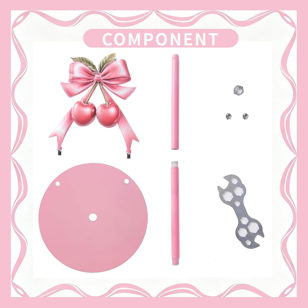 1 Pcs Pink Bow Cherry Paper Towel Holder, Cute Paper Towel Holder