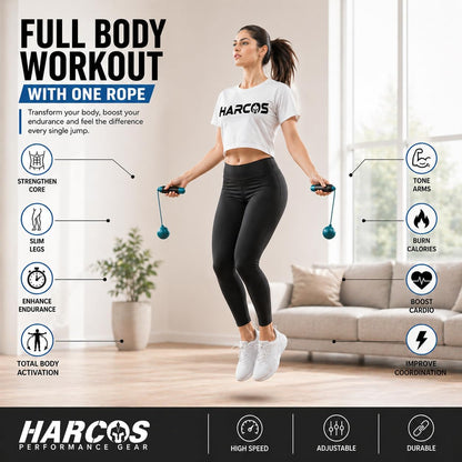 Cordless Jump Rope with Counter & LCD Display – 2-in-1 Weighted Ball Skipping Rope & Adjustable Steel Cable – Tangle-Free Speed Jump Rope for Women, Men & Kids – Home Gym Cardio Fitness Equipment