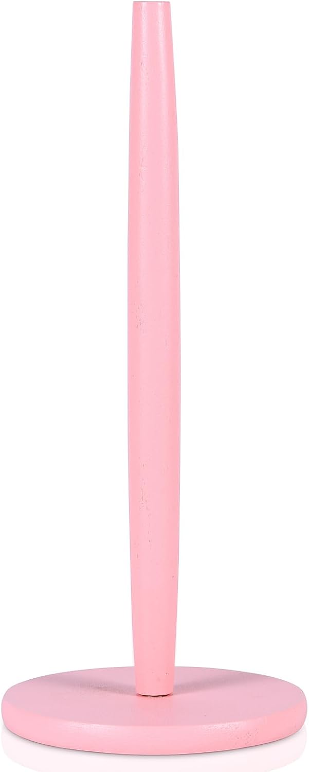 Pink Paper Towel Holder Countertop with 2 Hooks, 11" X 5.1"