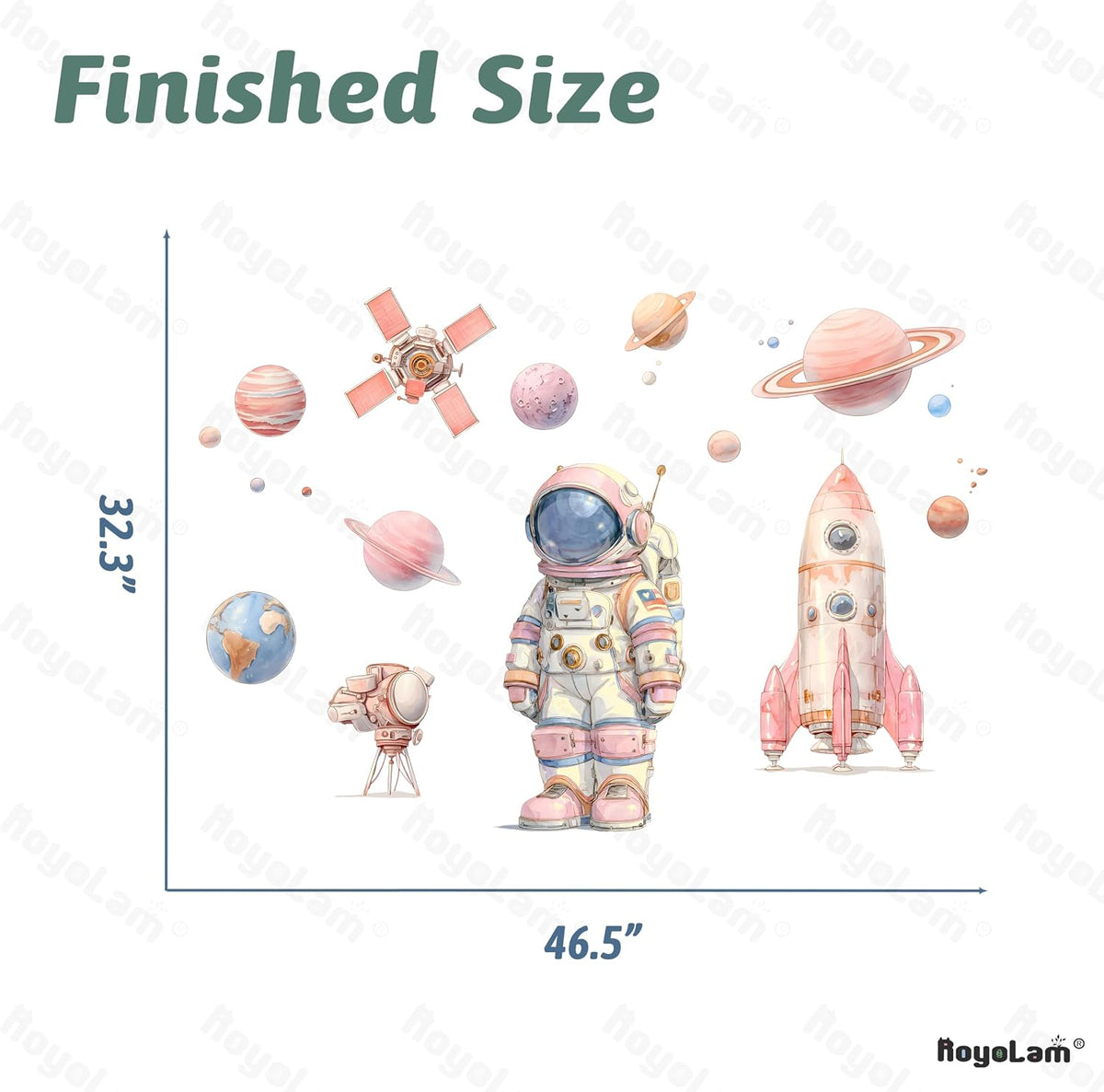Pink Space Astronaut Wall Decal Cartoon Wall Sticker