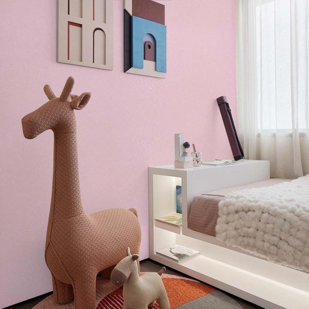 Pink Wallpaper Embossed Silk Self Adhesive Peel and Stick Contact Paper