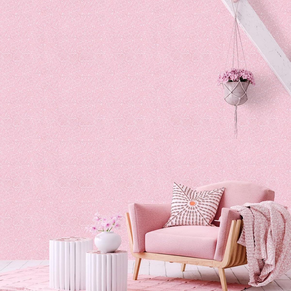 Pink Wallpaper Embossed Silk Self Adhesive Peel and Stick Contact Paper