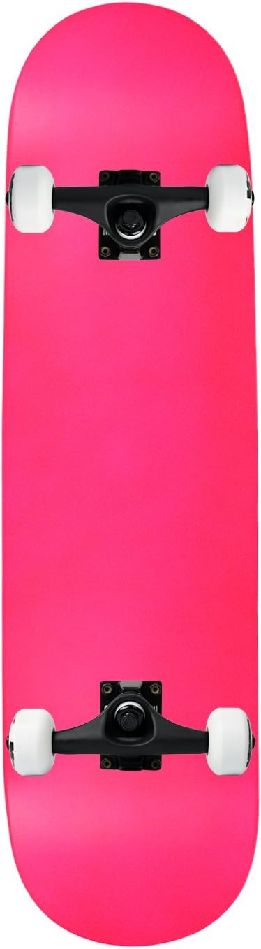 Complete Skateboard NEON Pink 7.5" Black/White Assembled