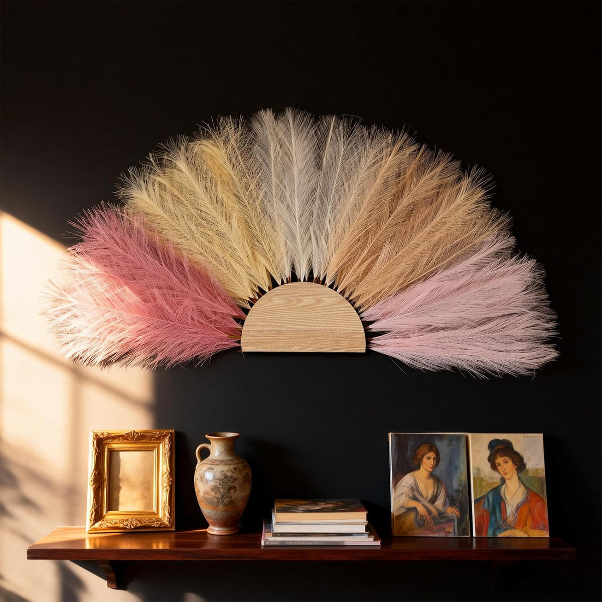 50pcs Pink Pampas Grass 21.6 Inch Non-Shedding Faux Pampas in Light Pink,Pink,Beige,Khaki & Beige Yellow for Boho Wedding, Vase Arrangements, Tall Floor Vase & Neutral Home Decor