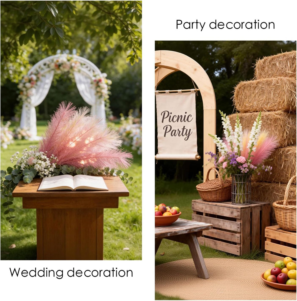 50pcs Pink Pampas Grass 21.6 Inch Non-Shedding Faux Pampas in Light Pink,Pink,Beige,Khaki & Beige Yellow for Boho Wedding, Vase Arrangements, Tall Floor Vase & Neutral Home Decor
