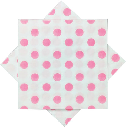40Pcs Pink Dot Cocktail Beverage Napkins Disposable Paper Polka Dots Dessert Napkin for Spring Carnival Festival Holiday Bridal & Baby Shower Tableware Party Supplies 6.5"