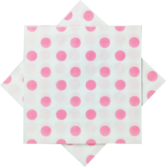 40Pcs Pink Dot Cocktail Beverage Napkins Disposable Paper Polka Dots Dessert Napkin for Spring Carnival Festival Holiday Bridal & Baby Shower Tableware Party Supplies 6.5"