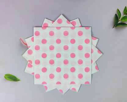 40Pcs Pink Dot Cocktail Beverage Napkins Disposable Paper Polka Dots Dessert Napkin for Spring Carnival Festival Holiday Bridal & Baby Shower Tableware Party Supplies 6.5"