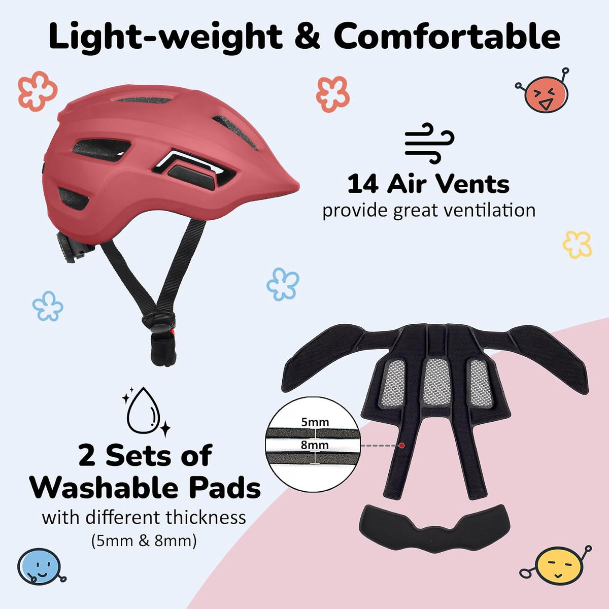 Toddler/Kids Bike Helmet, from Infant to Little Children, 2 Sizes