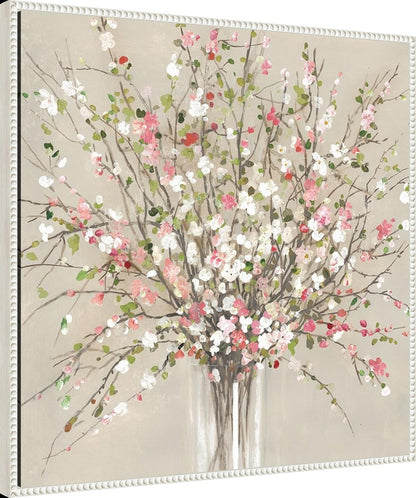 Framed Canvas Wall Art 30x30 Peach Blossom Bouquet by Asia Jensen, Framed Wall Art Canvas, Flowers Artwork, Traditional Decor, Large Poster Painting for Living Room, Bedroom, Bathroom