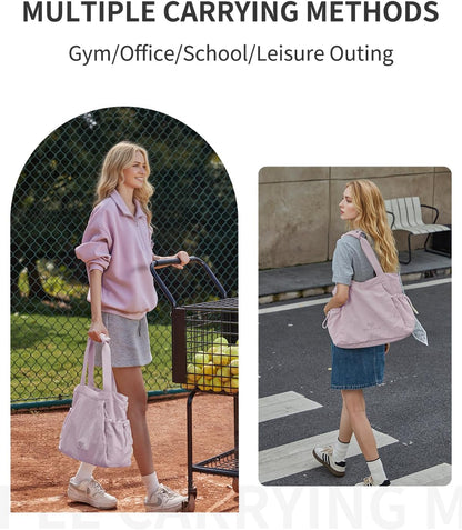 Gym Tote Bag for Women, Lightweight Yoga Mat Bag with Wet Dry Storage Pocket & Multi Pockets