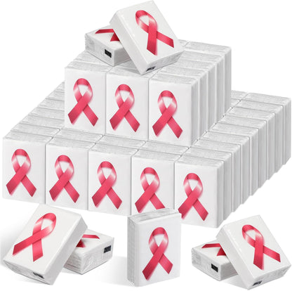 36 Pack Breast Cancer Pocket Tissues Pink Ribbon Mini Travel Bulk