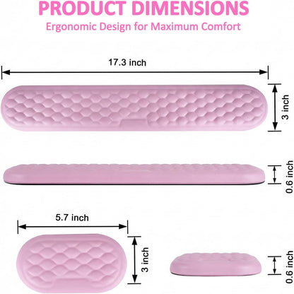 Wrist Rest for Keyboard and Mouse, Ergonomic Memory Foam Keyboard Set with Non-Slip Base, Soft Arm Cushion & Palm Support for Office, Home, Gaming & Laptop Typing, Reduces Fatigue & Strain, Pink