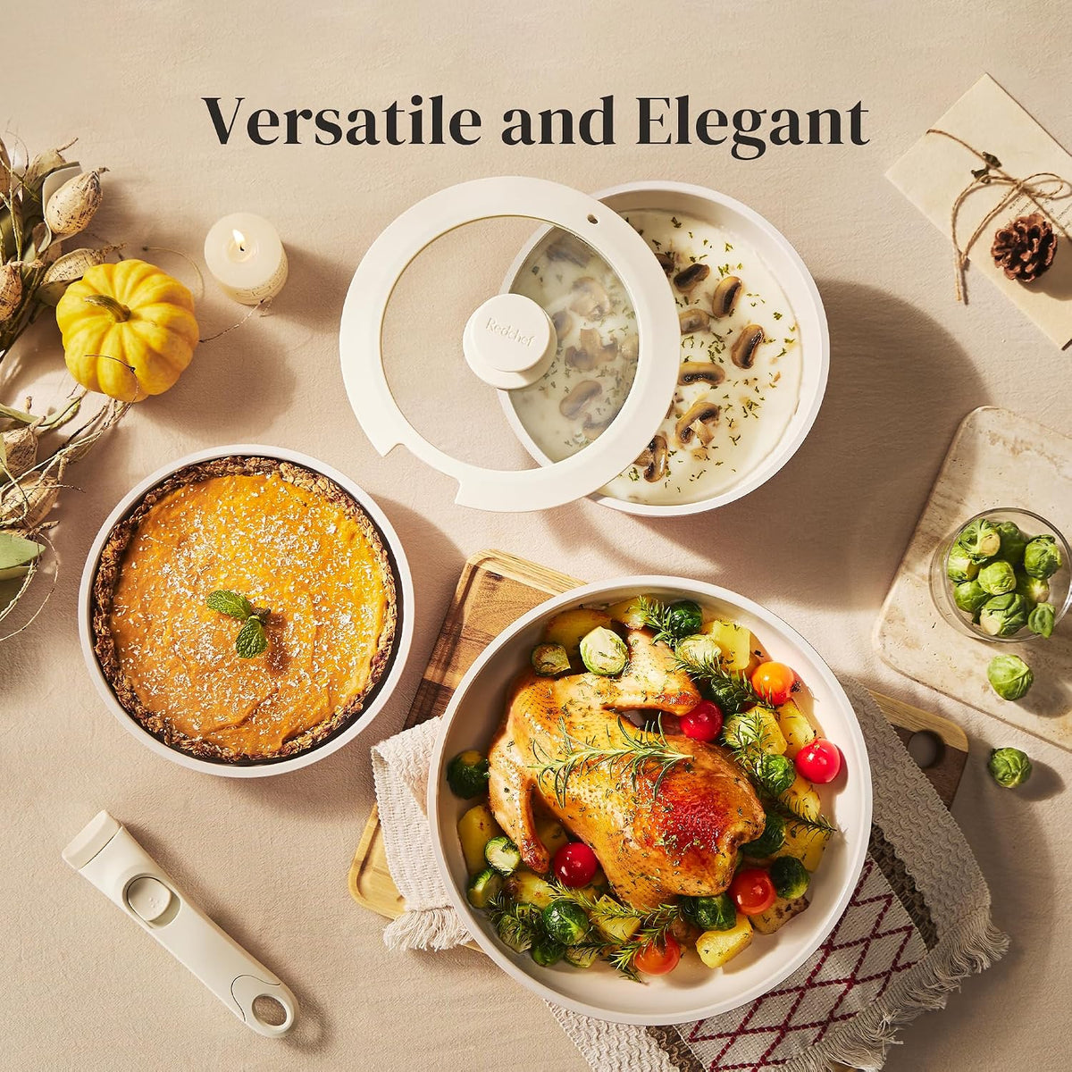 Kitchen Cookware Set Detachable Handle, All Stoves Suitable, 5 Pcs