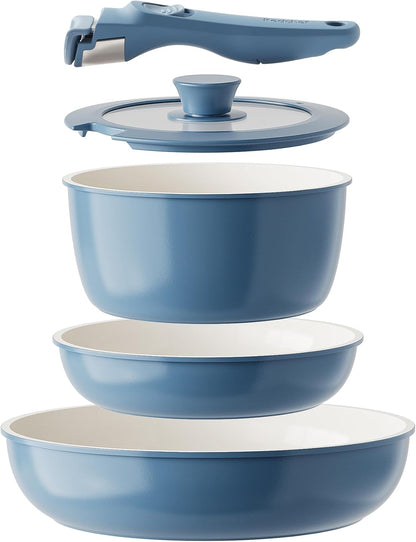 Kitchen Cookware Set Detachable Handle, All Stoves Suitable, 5 Pcs