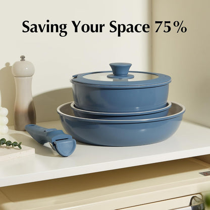 Kitchen Cookware Set Detachable Handle, All Stoves Suitable, 5 Pcs