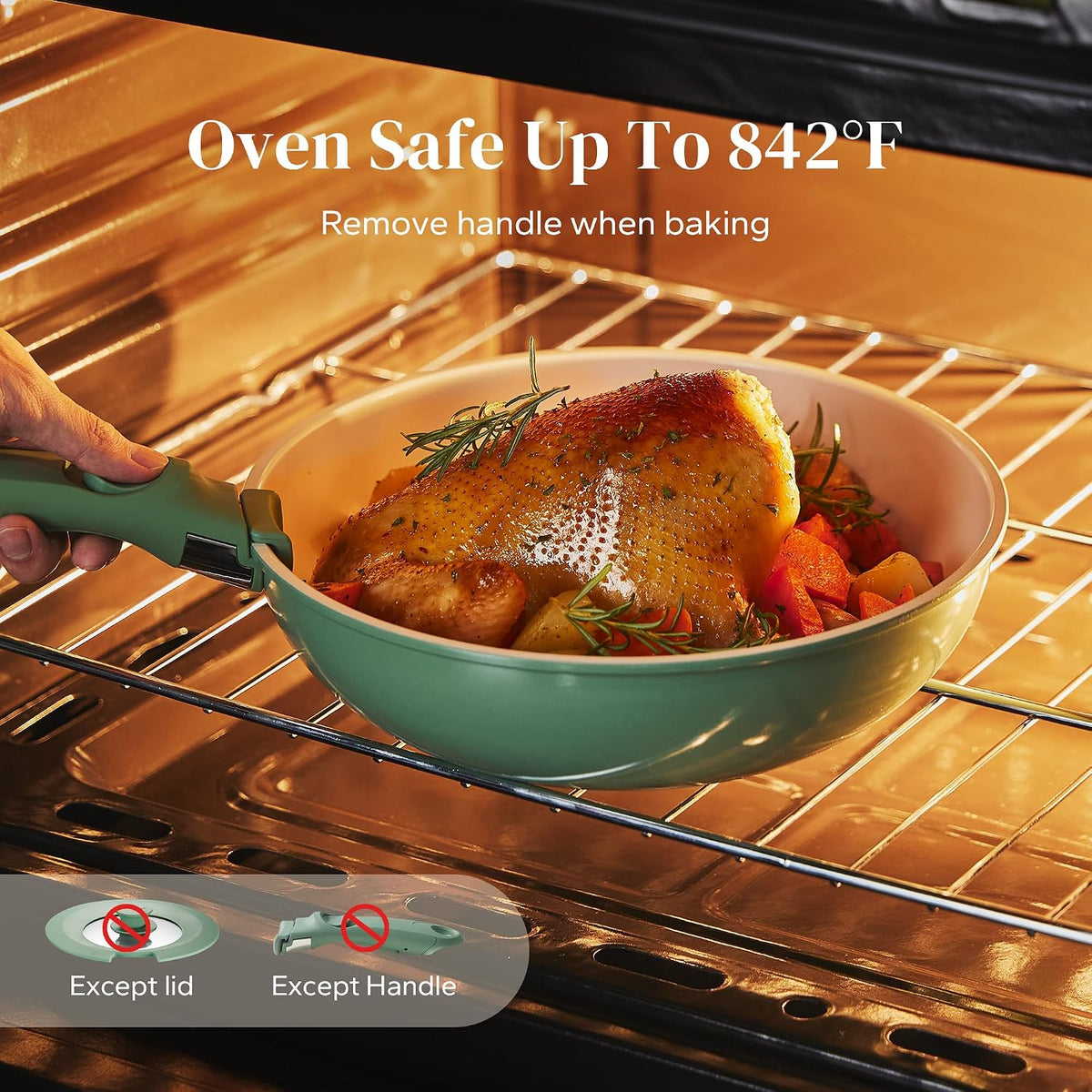 Kitchen Cookware Set Detachable Handle, All Stoves Suitable, 5 Pcs