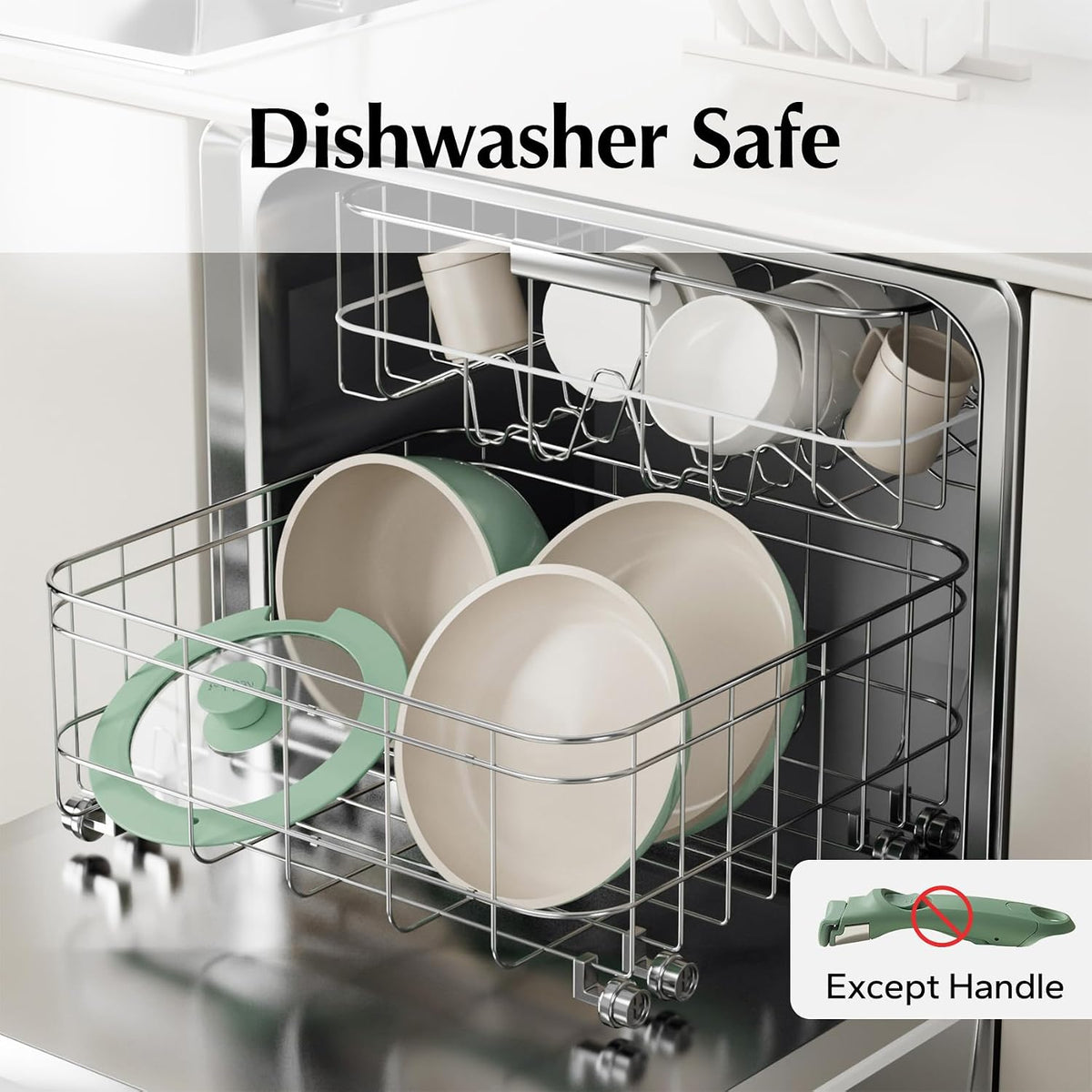 Kitchen Cookware Set Detachable Handle, All Stoves Suitable, 5 Pcs