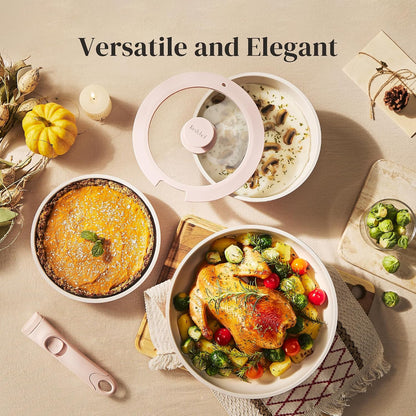 Kitchen Cookware Set Detachable Handle, All Stoves Suitable, 5 Pcs