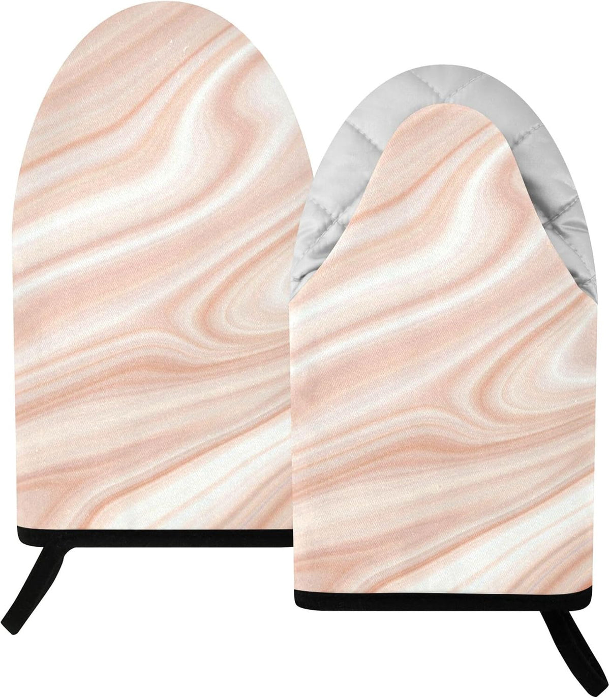 Oven Mitts Heat Resistant Kitchen Gloves, Light Pink Marble Classic Oven Gloves with Hanging Loop for Baking BBQ Cooking Grilling, 1 Pair, 9.5 in