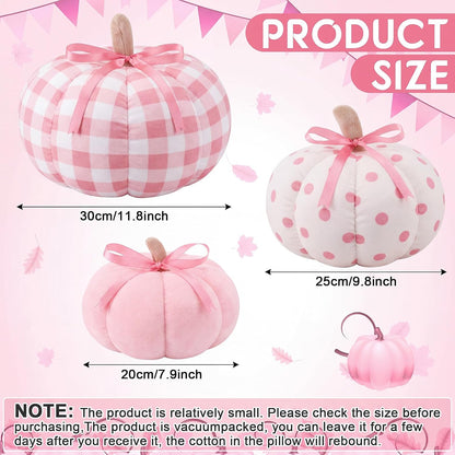 3 Pcs Pumpkin Throw Pillows Sherpa Fall Decor, Pink