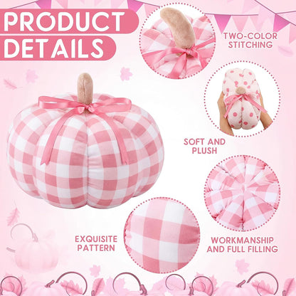 3 Pcs Pumpkin Throw Pillows Sherpa Fall Decor, Pink