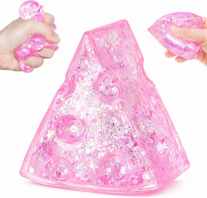 1Pcs Pink Squishy Cheese Sugar Stress Ball for Adults Cheese Squishy Ball