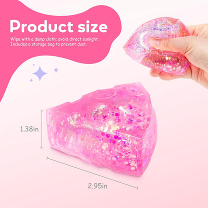 1Pcs Pink Squishy Cheese Sugar Stress Ball for Adults Cheese Squishy Ball