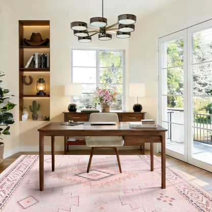 Pink Rug for Bedroom, Western 5x7 Rugs for Living Room