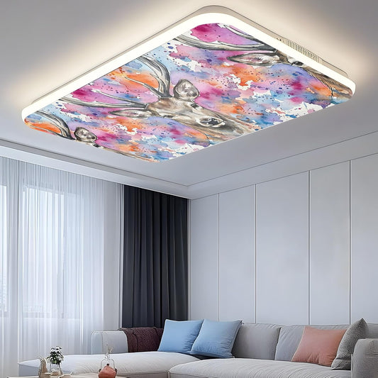 Elk Magnetic Fluorescent Light Covers for Ceiling Lights 2x4 Ft,Pink Purple Blue Watercolor Splashes Splatter Animal Office Kitchen Drop Ceiling Light Covers Lighting Filters Shade Panel 3 Packs