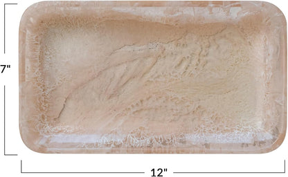 Matte Marbled Resin Tray, Blush Pink