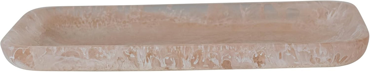 Matte Marbled Resin Tray, Blush Pink