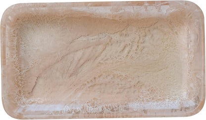 Matte Marbled Resin Tray, Blush Pink