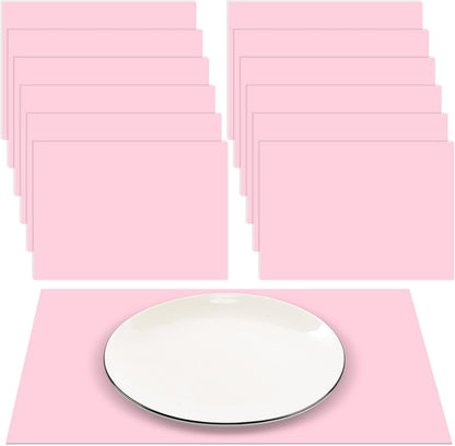 60 Pcs Pink Paper Placemats, Disposable Rectangular Table Setting Mats for Bridal Shower, Baby Shower, Mother's Day Brunch, Birthday Party & Wedding Decor, 10 x 14 Inch