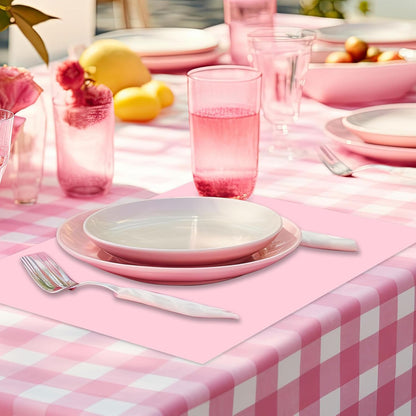 60 Pcs Pink Paper Placemats, Disposable Rectangular Table Setting Mats for Bridal Shower, Baby Shower, Mother's Day Brunch, Birthday Party & Wedding Decor, 10 x 14 Inch