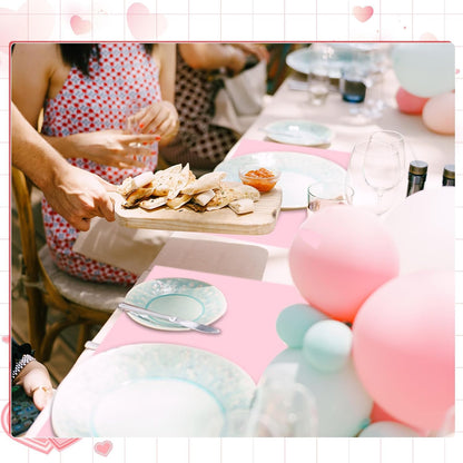 60 Pcs Pink Paper Placemats, Disposable Rectangular Table Setting Mats for Bridal Shower, Baby Shower, Mother's Day Brunch, Birthday Party & Wedding Decor, 10 x 14 Inch