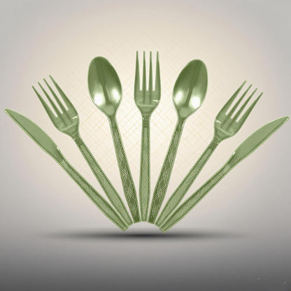 80pcs Purple Green Pink Party Supplies, Disposable Tableware Sets Include Plates Napkins Cups Knives Forks, for Birthday Family Tea Parties Decoration, Adult and Children, Serves 10 Guests (Green)