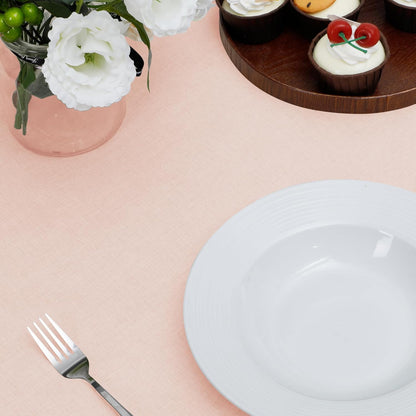 Waterproof Faux Linen Table Cloth, 60 in-Round, Pink