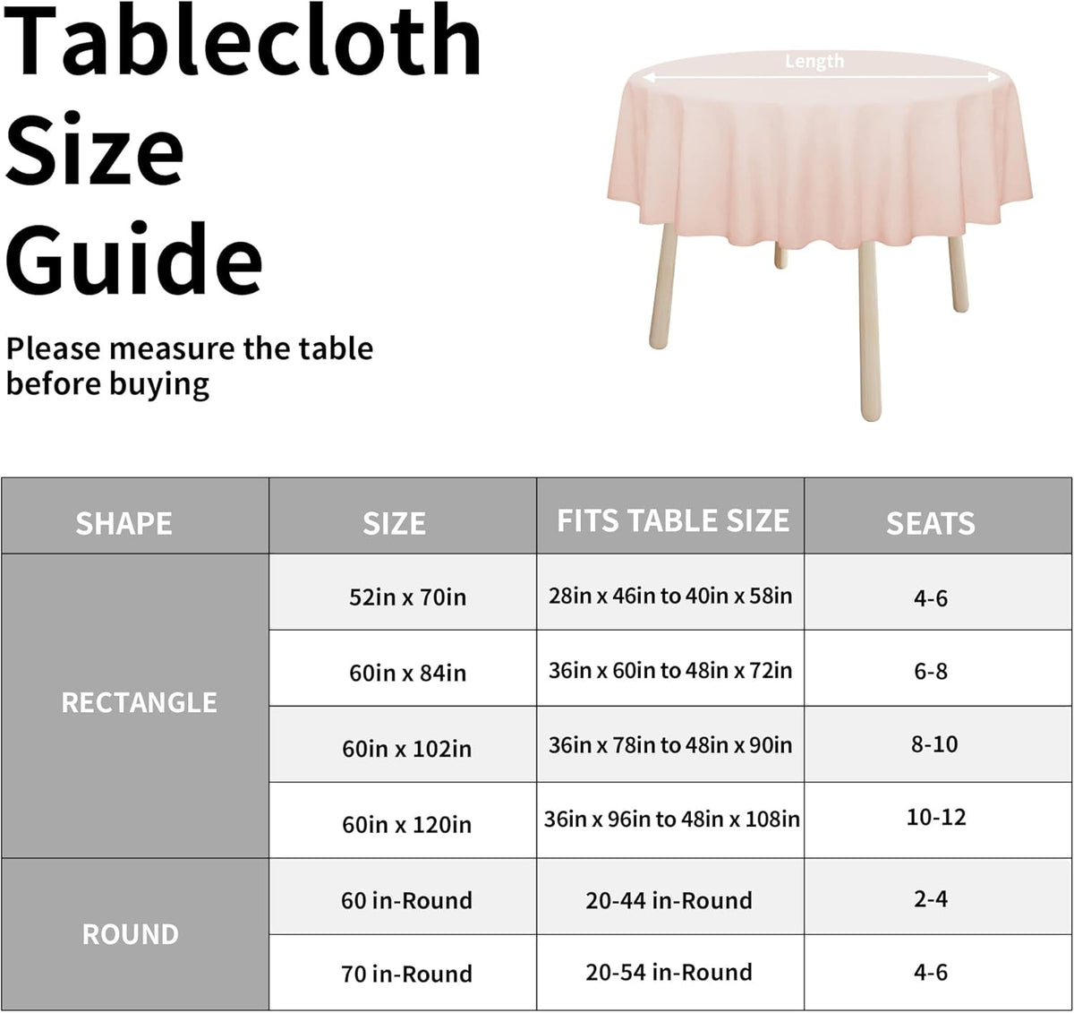 Waterproof Faux Linen Table Cloth, 60 in-Round, Pink