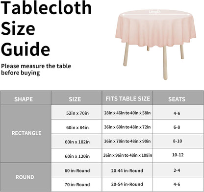 Waterproof Faux Linen Table Cloth, 60 in-Round, Pink