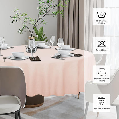 Waterproof Faux Linen Table Cloth, 60 in-Round, Pink