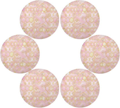 Quatrefoil Pattern Peach Gold Trendy Washable Round placemats for Dining Table Quilted Reversible placemats PVC placemats for Dining Table placemats Easy to Clean Waterproof Summer placemats