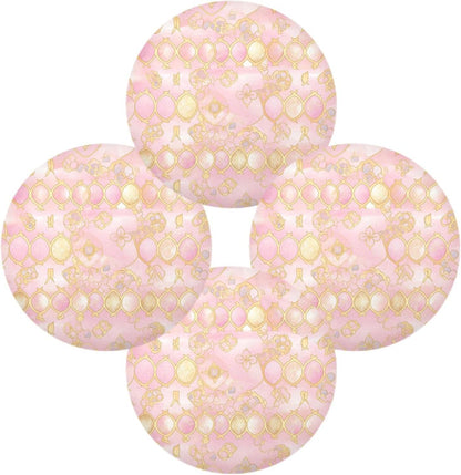 Quatrefoil Pattern Peach Gold Trendy Washable Round placemats for Dining Table Quilted Reversible placemats PVC placemats for Dining Table placemats Easy to Clean Waterproof Summer placemats